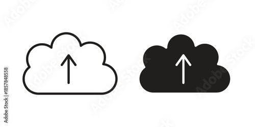 Upload to Cloud icons. doodles vector. icon set in line strokes