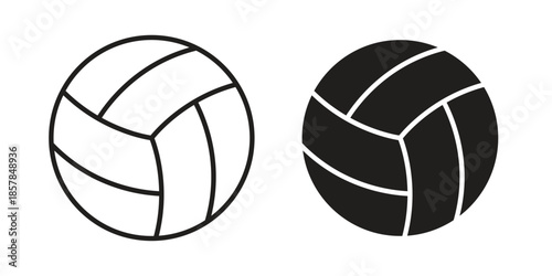 Volley ball icons. doodles vector. icon set in line strokes