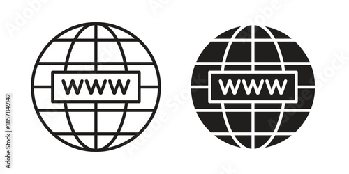 Website globe icons. doodles vector. icon set in line strokes