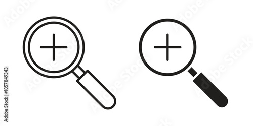 Zoom in icons. doodles vector. icon set in line strokes