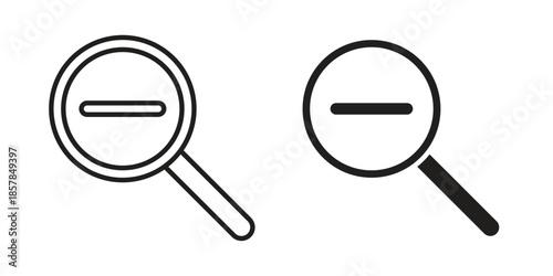 Zoom out icons. doodles vector. icon set in line strokes