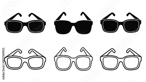 Collection of stylish sunglasses in black and white various frame designs