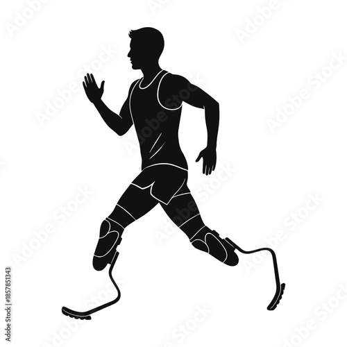 Men Prosthetic Leg Runner Illustration
