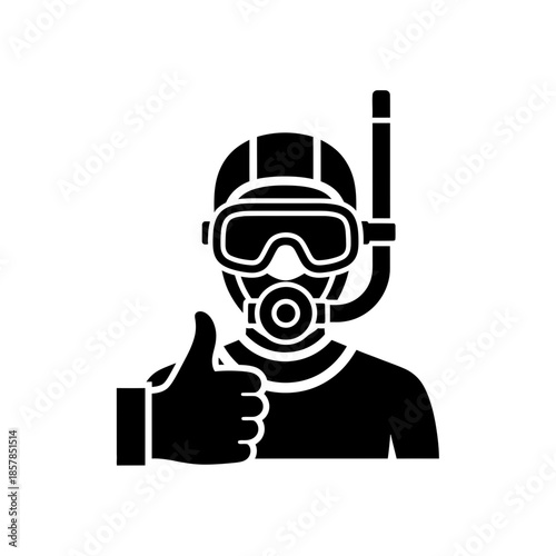 Scuba Diver Silhouette – Underwater Diving Equipment Ocean Vector Icon