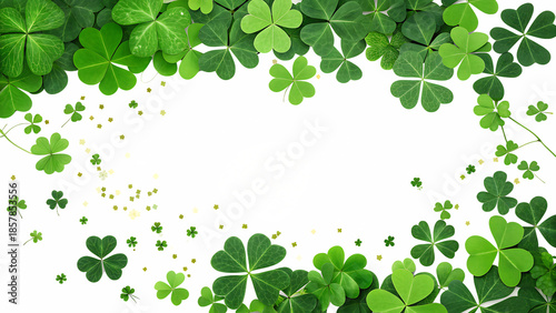 Shamrock Clover Background for St. Patrick's Day Green Cut Out on PNG. AI GENERATED.