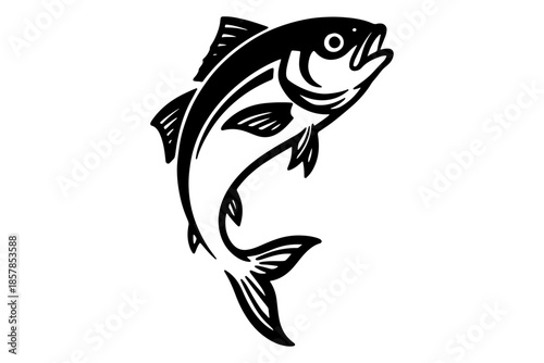 vector illustration of a fish,
Vector Fish Icon – Black Silhouette for Logo or Design Use