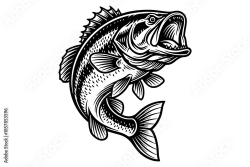 vector illustration of a fish,
Vintage Bass Fish Illustration – Retro Fishing Artwork