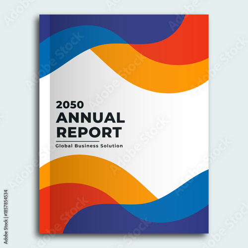 Dynamic Business Annual Report Cover with Abstract Wavy Shapes