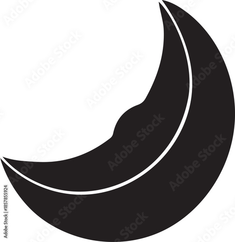 Minimalist Crescent Moon Silhouette Vector Graphic Icon Design for Night and Celestial Themes