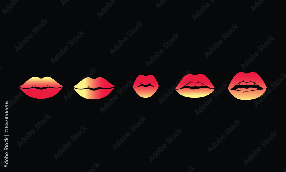 Fototapeta premium Love lips set of icon sets vector art illustration 
