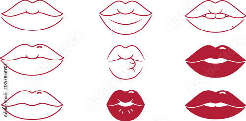 set of lips vector icon sets vector art illustration 