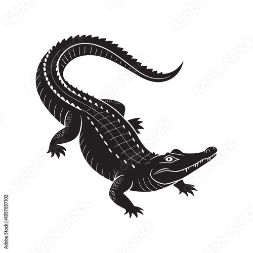 Minimal Crocodile Wildlife Icon EPS.