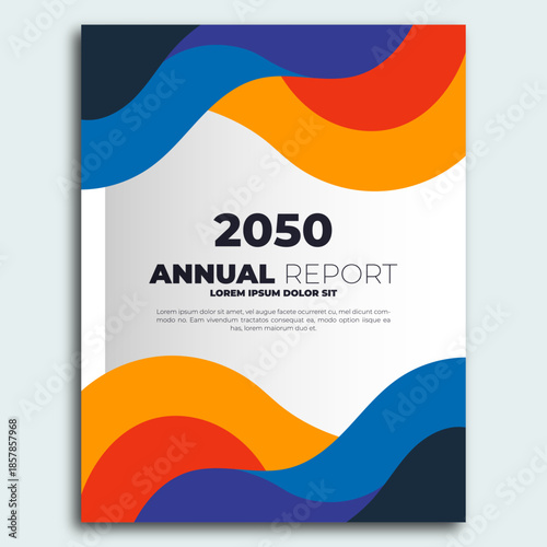 Dynamic Business Annual Report Cover with Abstract Wavy Shapes
