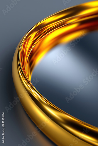 Shimmering gold ring captured with focus on smooth curves and shine