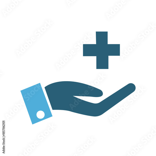 Hand offering healthcare medical support charity Community wellness services donation health protection first aid symbol