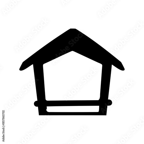 Black Bird Feeder Silhouette against White Background is simple and elegant