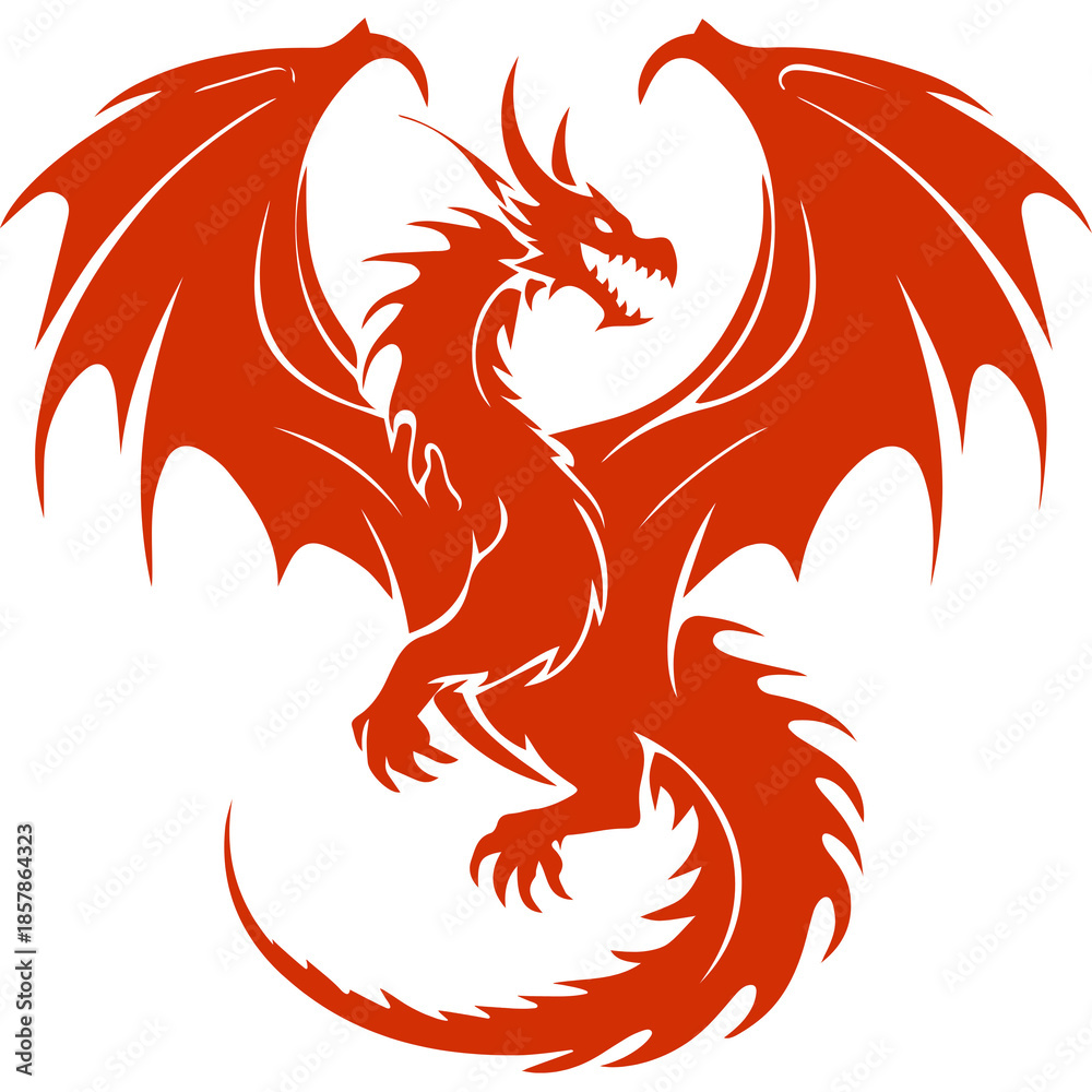 Obraz premium Dynamic Roaring Dragon Mascot Graphic