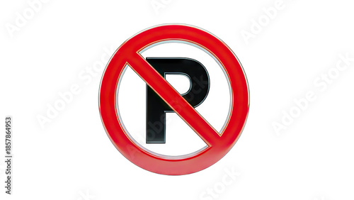 No Parking Sign Isolated on White Background