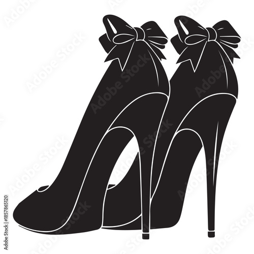 Elegant High Heel Shoes Silhouette with Bow Detail