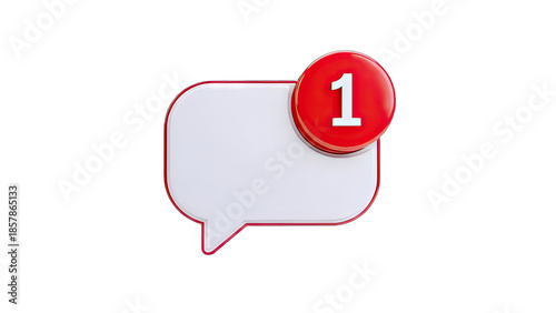 Notification Icon with Number 1 on White Background