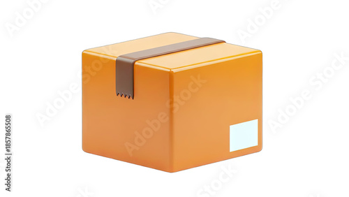 Orange Delivery Box with Strap on White Background