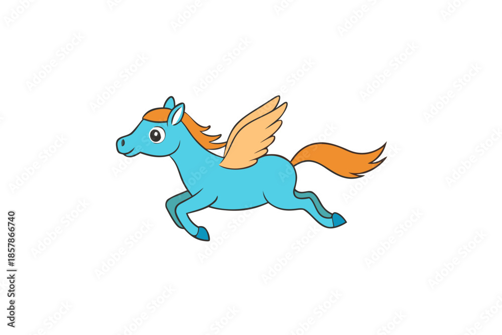 Fototapeta premium Flying Horse victor art white background illustration