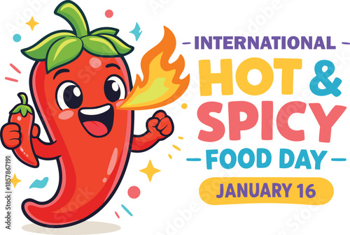 Colorful illustration depicting a vibrant celebration of spicy food and flavors