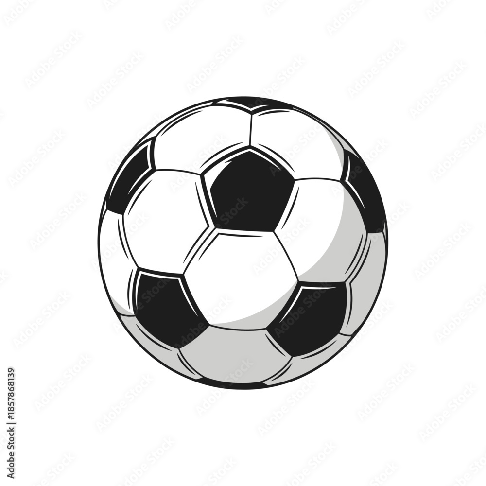 Naklejka premium Classic black and white soccer ball in motion illustration