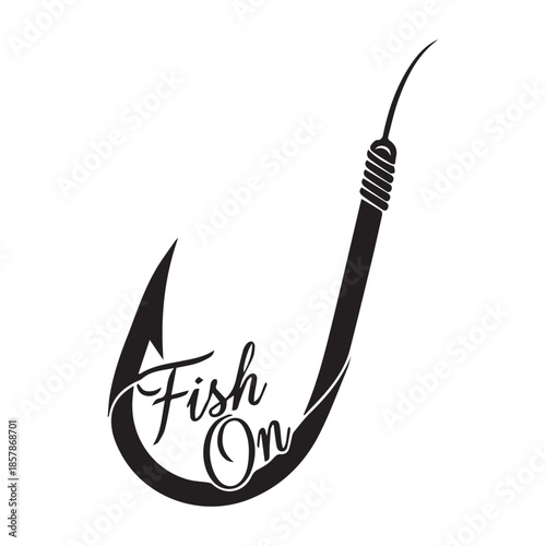 Fish On Fishing Hook Typography Illustration