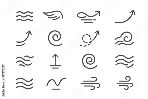 Line Style Flight Icons. Line style icons of coastal rescue: signal light, lifebuoy ring, rope throw, rescue boat, flare gun,