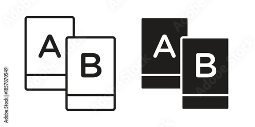 A B testing icons. silhouette icon vector flat illustration on white background. line art icons