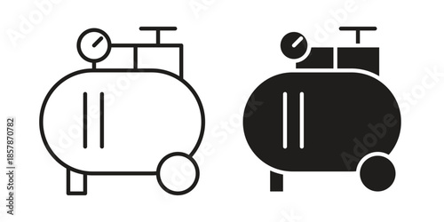 Air compressor icons. silhouette icon vector flat illustration on white background. line art icons