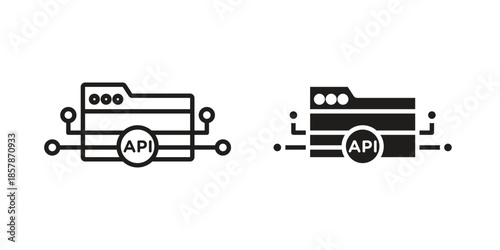 API icons. silhouette icon vector flat illustration on white background. line art icons