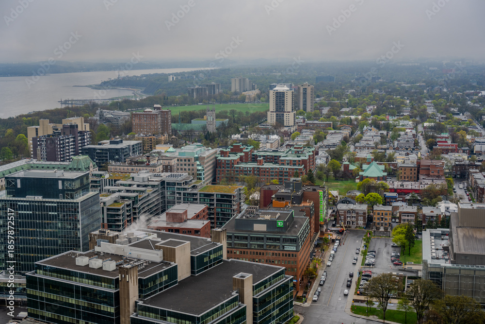 Fototapeta premium Cityscape with modern office buildings and residential area in Quebec City