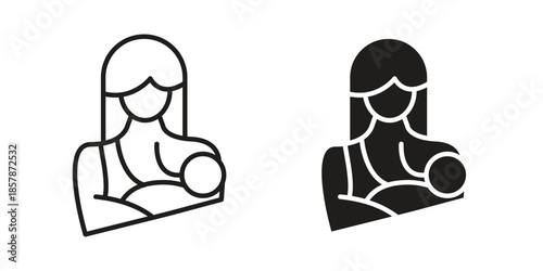 Breastfeeding icons. silhouette icon vector flat illustration on white background. line art icons