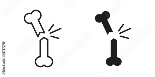 Broken bone icons. silhouette icon vector flat illustration on white background. line art icons