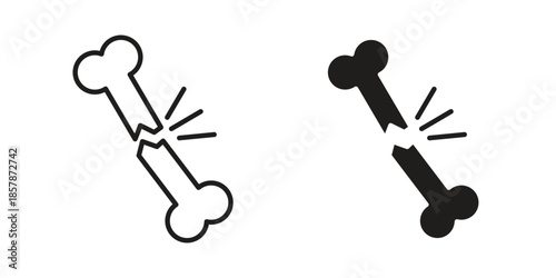 Broken bone icons. silhouette icon vector flat illustration on white background. line art icons