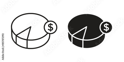 Budget planning icons. silhouette icon vector flat illustration on white background. line art icons