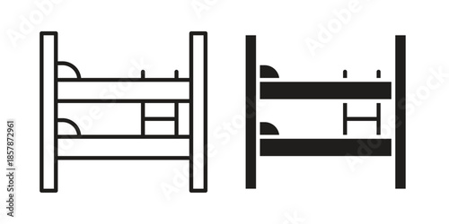 Bunk bed icons. silhouette icon vector flat illustration on white background. line art icons