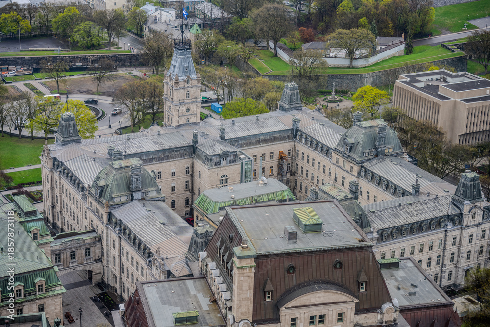 Fototapeta premium Aerial view of the Parliament Building of Quebec