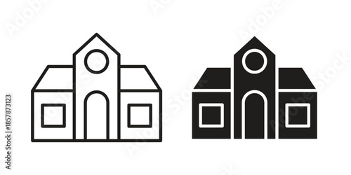 Campus icons. silhouette icon vector flat illustration on white background. line art icons