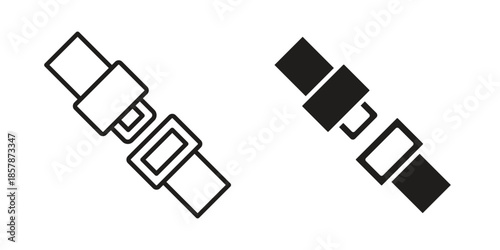 Car seat belt icons. silhouette icon vector flat illustration on white background. line art icons