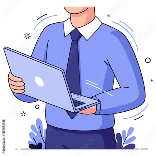 Illustration of young male professional using laptop
