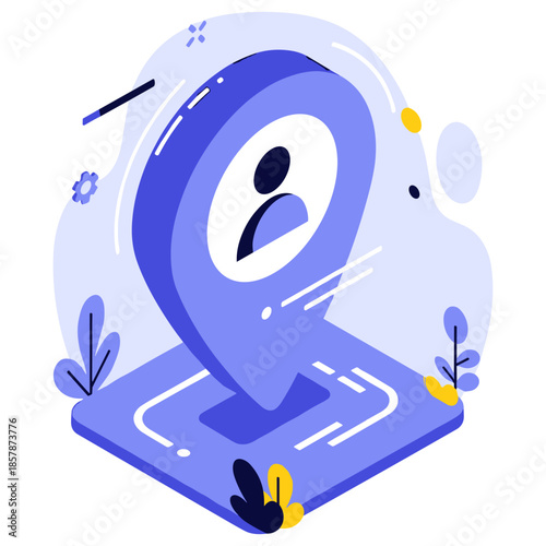 Abstract illustration of location pin with user icon in modern design