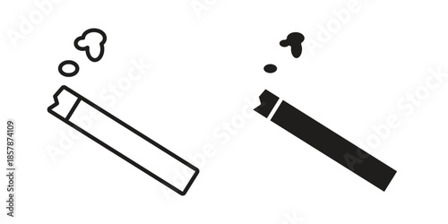 Cigarette icons. silhouette icon vector flat illustration on white background. line art icons