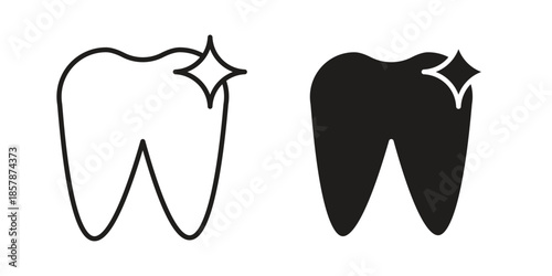 clean tooth icons. silhouette icon vector flat illustration on white background. line art icons