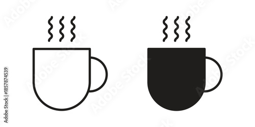 Coffee mug icons. silhouette icon vector flat illustration on white background. line art icons