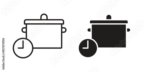 Cooking time icons. silhouette icon vector flat illustration on white background. line art icons