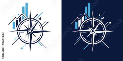 chart and compass logo. symbol of economy global.