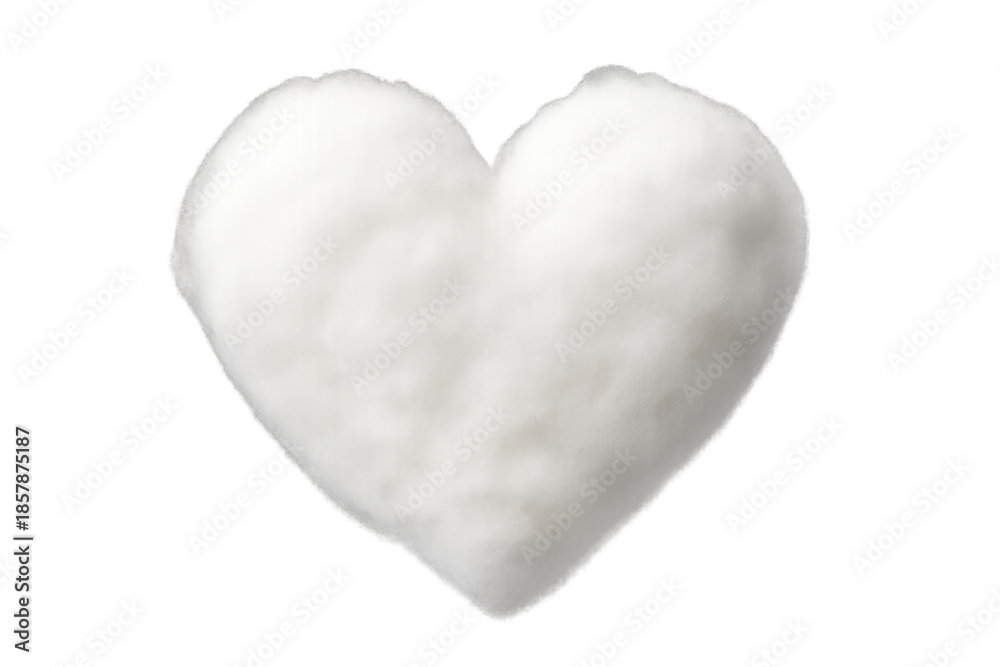 Fototapeta premium White fluffy heart shape cloud with transparent background